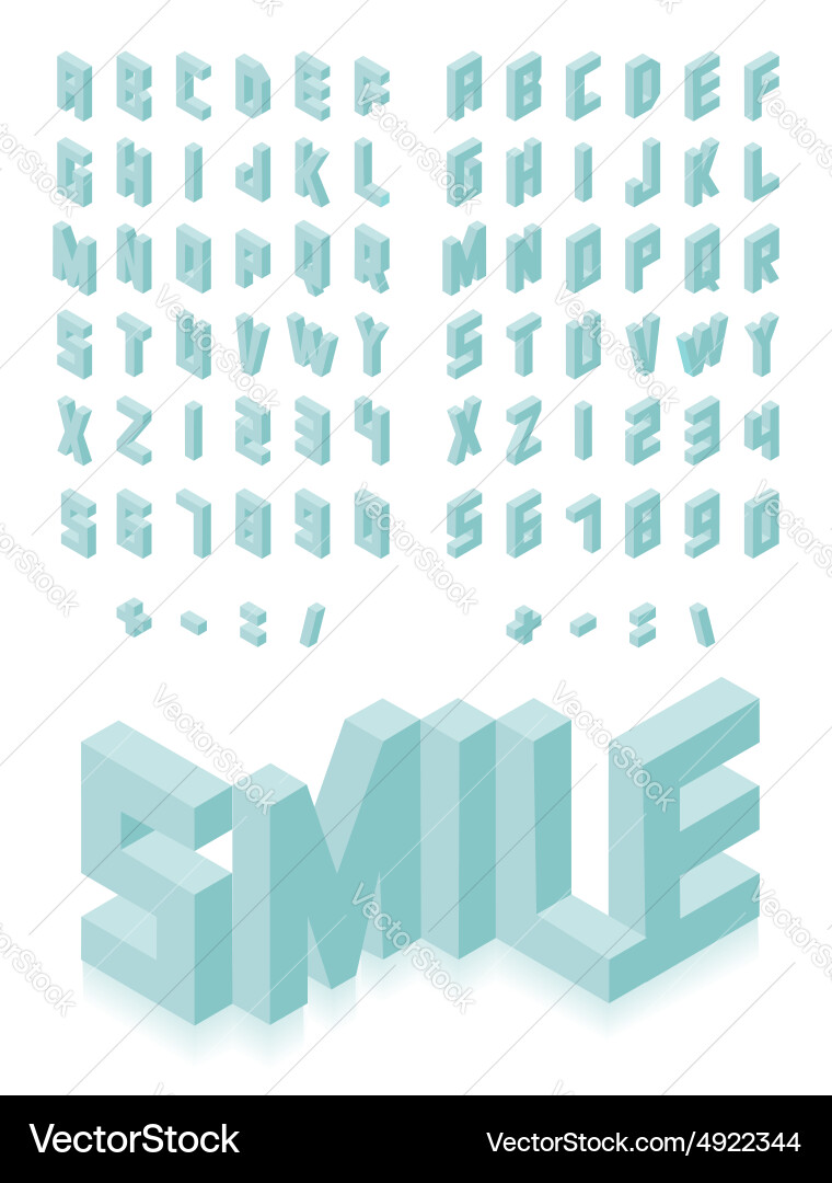 Isometric 3D Type Set vector image