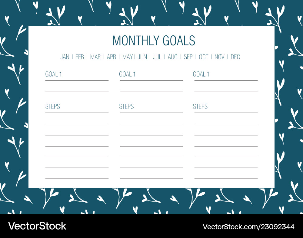 Monthly goals template Royalty Free Vector Image monthly-goals-template-royalty-free-vector-image