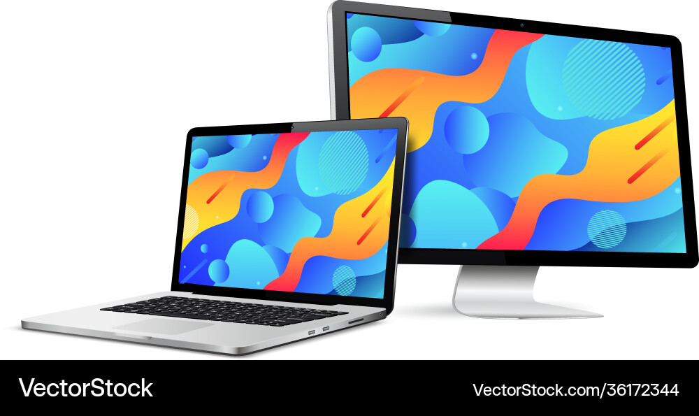 Responsive web design computer display with laptop Responsive web design computer display with laptop vector image