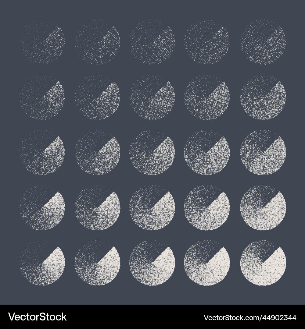 Round shaped dotted objects stipple elements Round shaped dotted objects stipple elements vector image