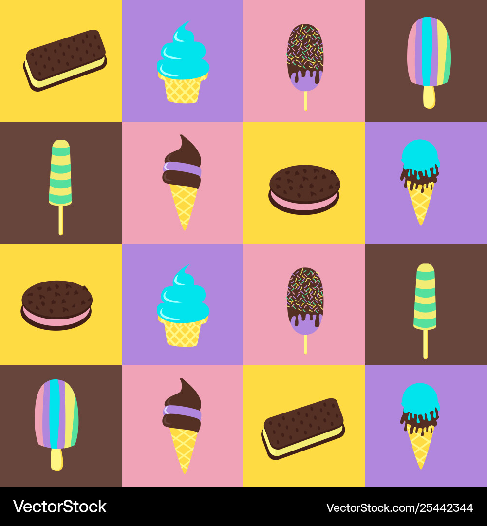 Seamless pattern with cookies and ice cream vector image