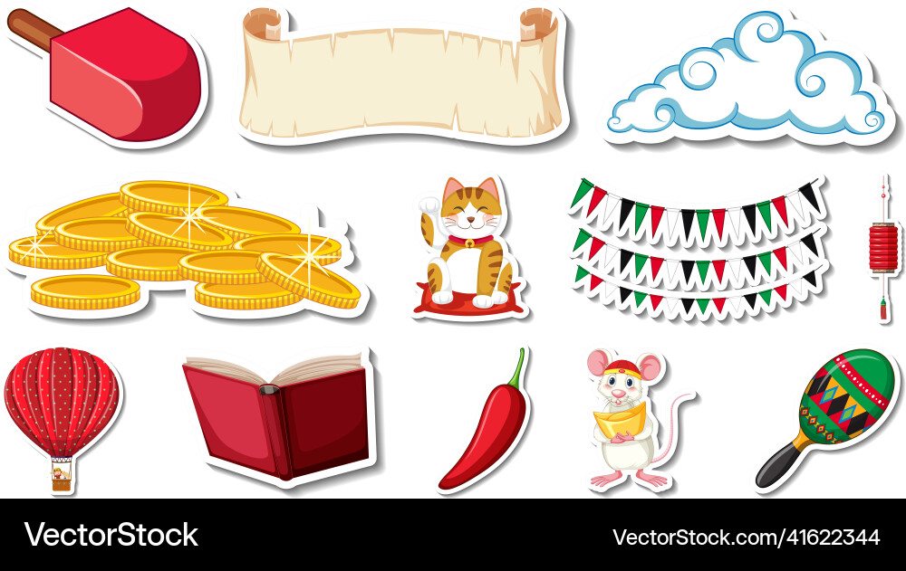 Set of different traditional objects Vector Image