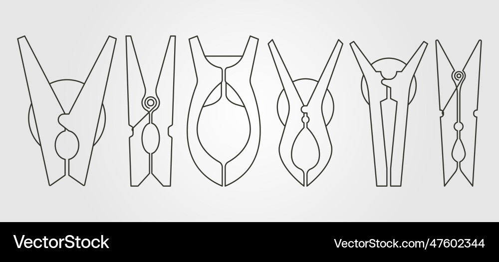 Set of pegs line art logo symbol design clothes Set of pegs line art logo symbol design clothes vector image