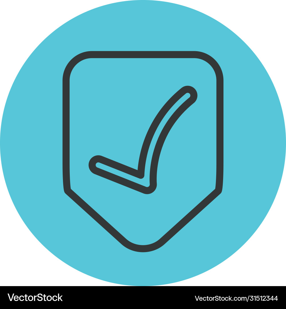 Shield with check mark icon block line style Shield with check mark icon block line style vector image