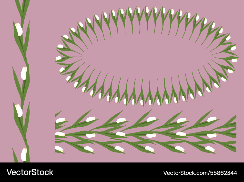 Tulip ribbons set isolated on lilac Tulip ribbons set isolated on lilac vector image
