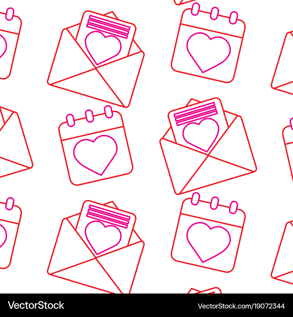Valentines day calendar message seamless pattern vector image