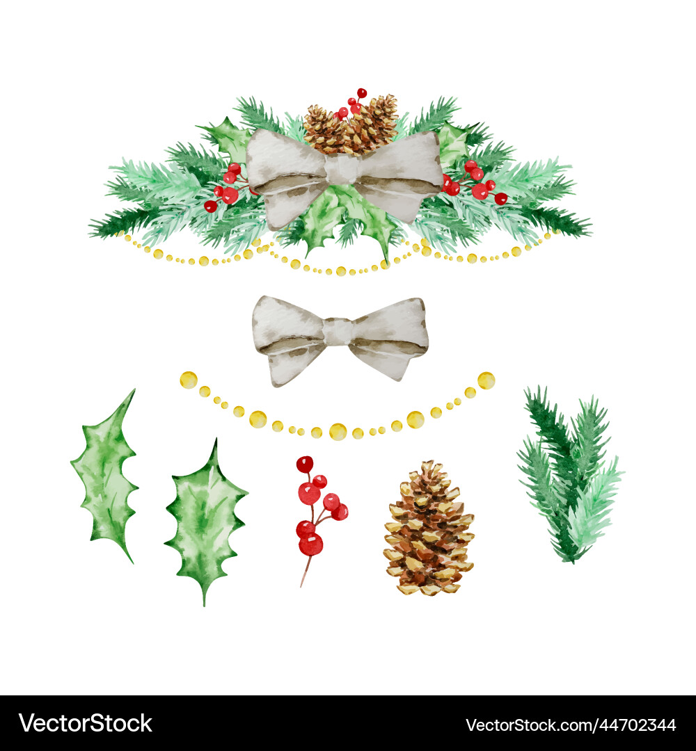 Watercolor Christmas Fir and Pine Frame vector image
