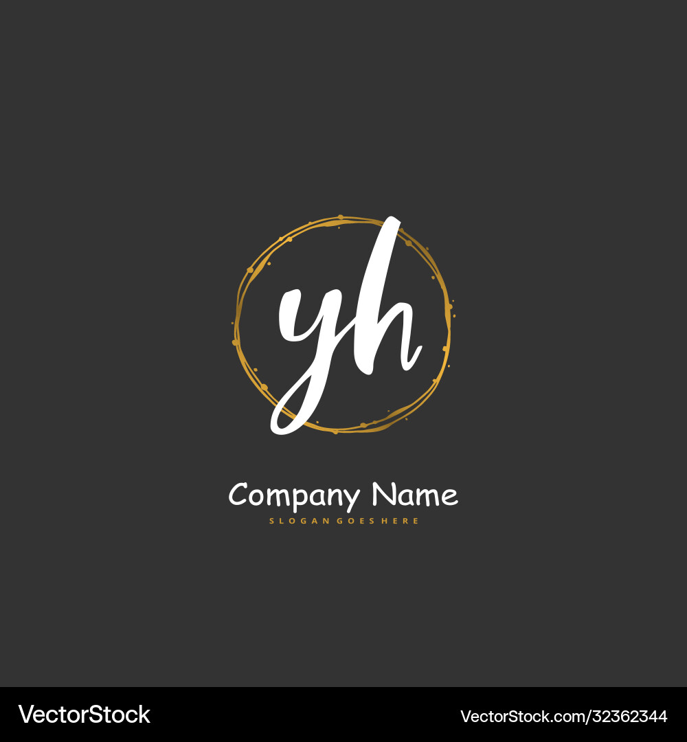 Y h yh initial handwriting and signature logo Y h yh initial handwriting and signature logo Vector Image