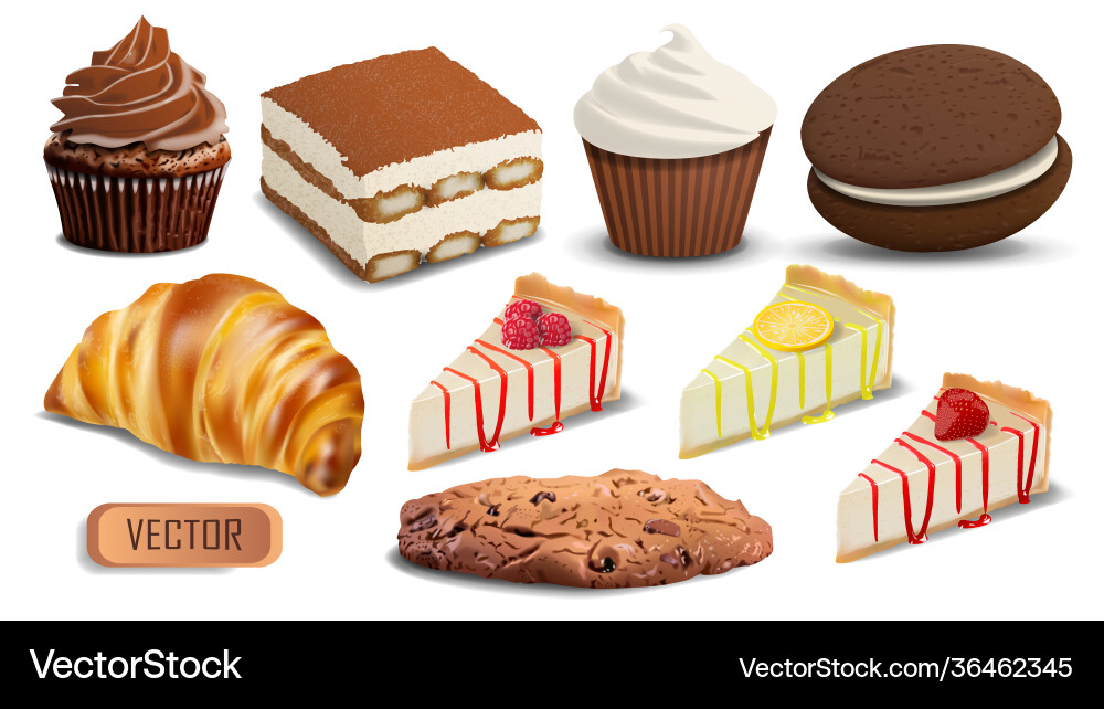 Big set realistic confectionery Big set realistic confectionery vector image