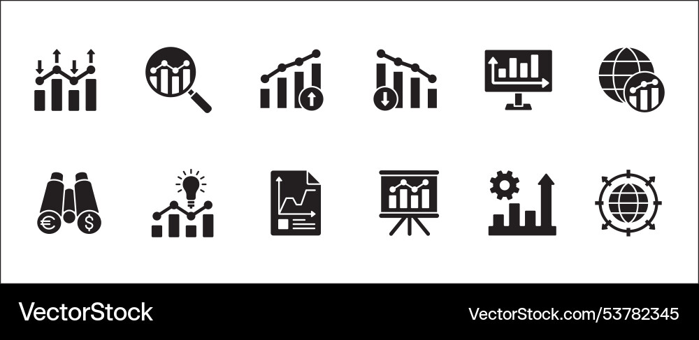 Business data statistic related icon set contains Vector Image