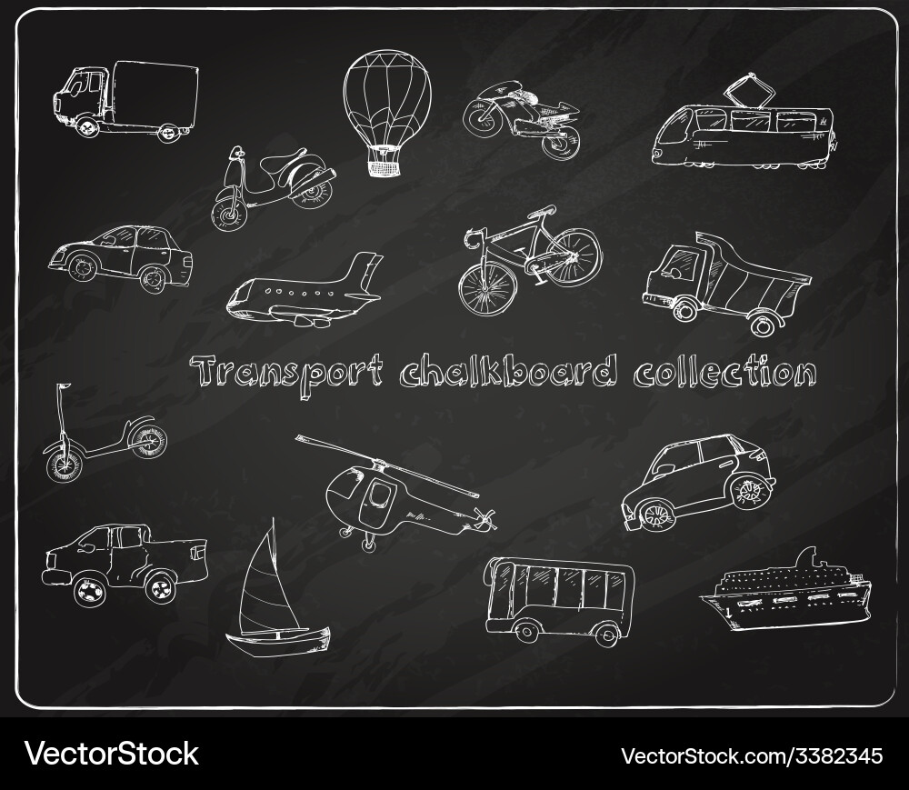 Chalkboard Transport Icons Vector Image