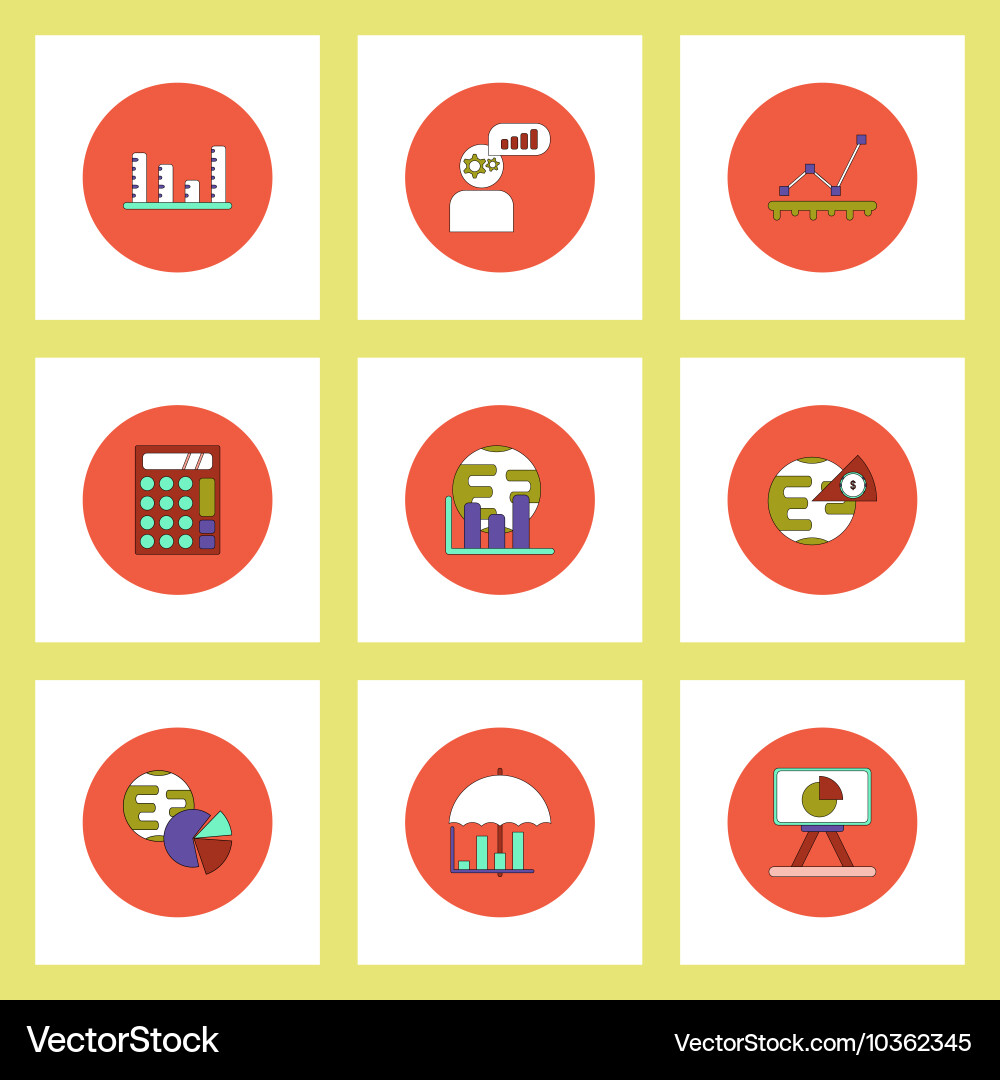 Collection of icons in flat style statistics Vector Image