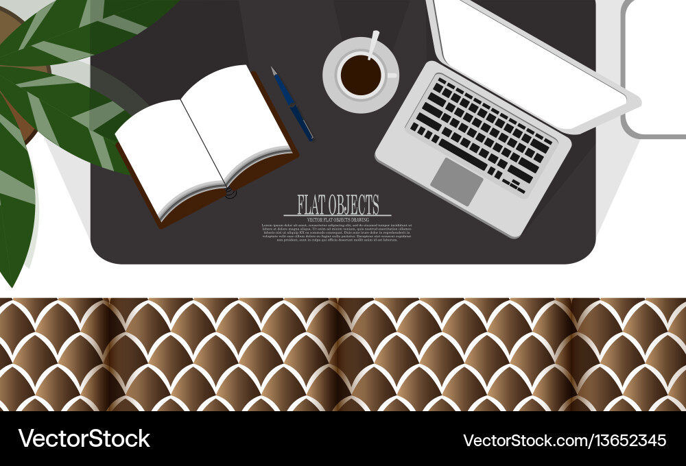 Flat object design set working space on the couch vector image