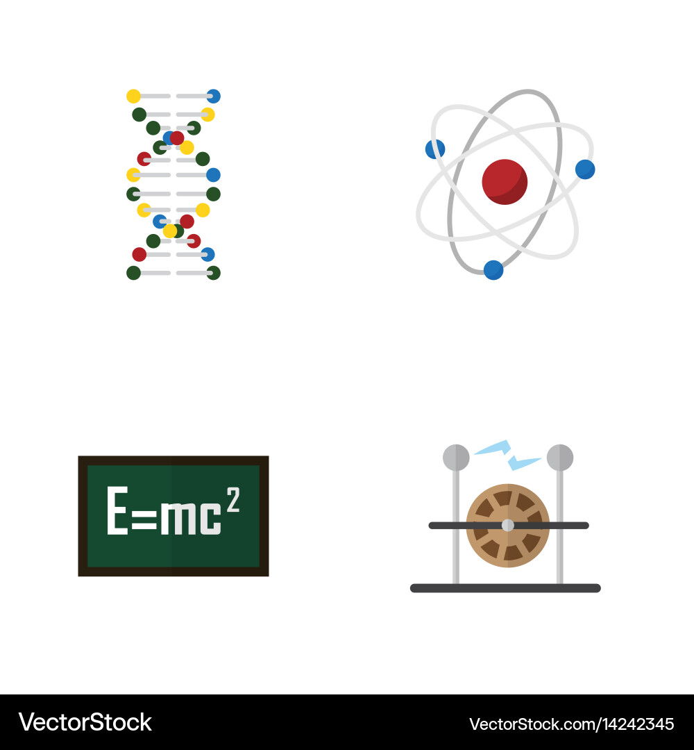 Flat science set of orbit theory relativity vector image