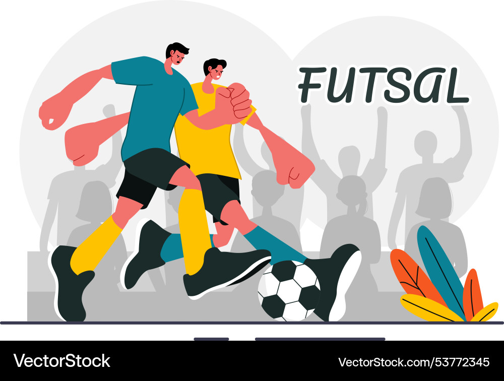 Futsal soccer or football featuring players Futsal soccer or football featuring players vector image