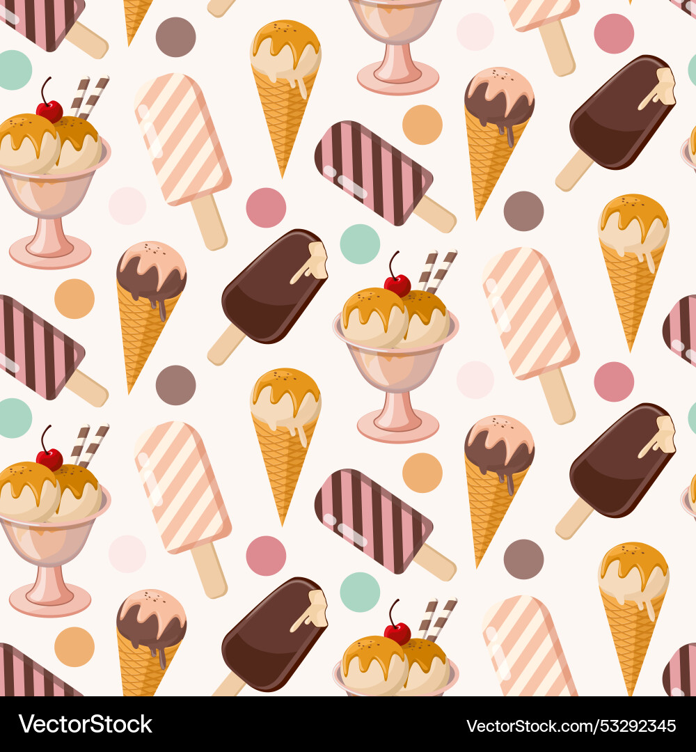 Ice cream background with a pattern of colorful vector image
