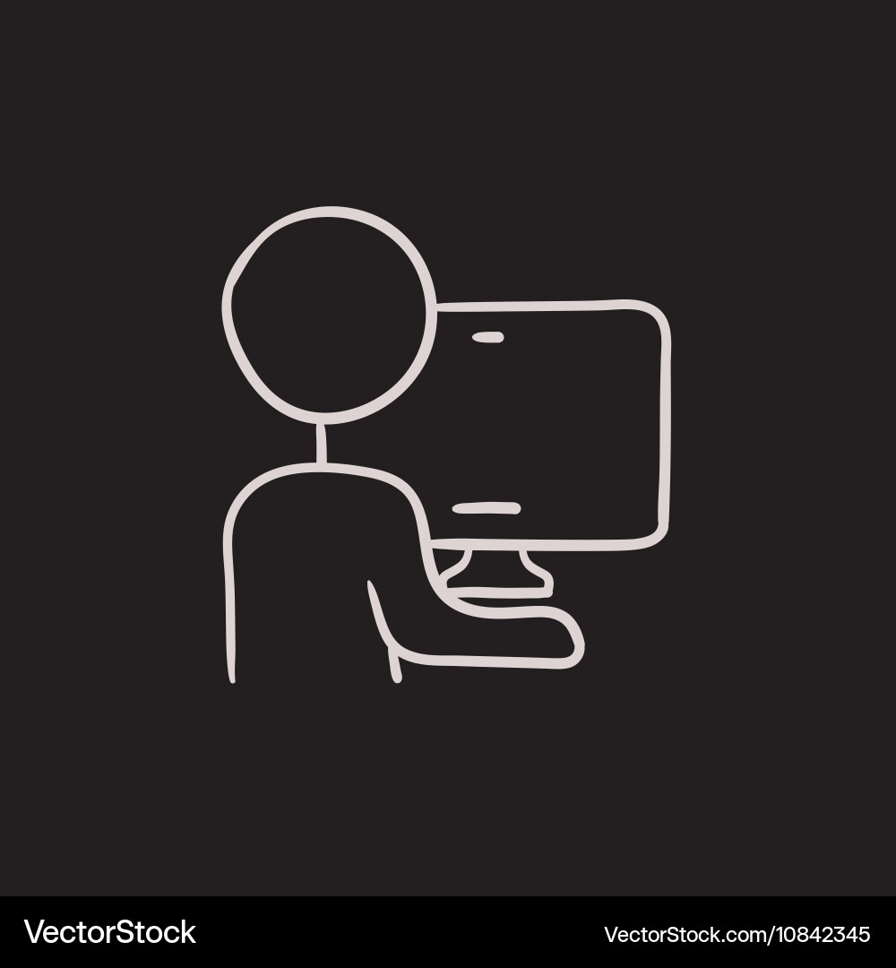 Man working at his computer sketch icon Vector Image