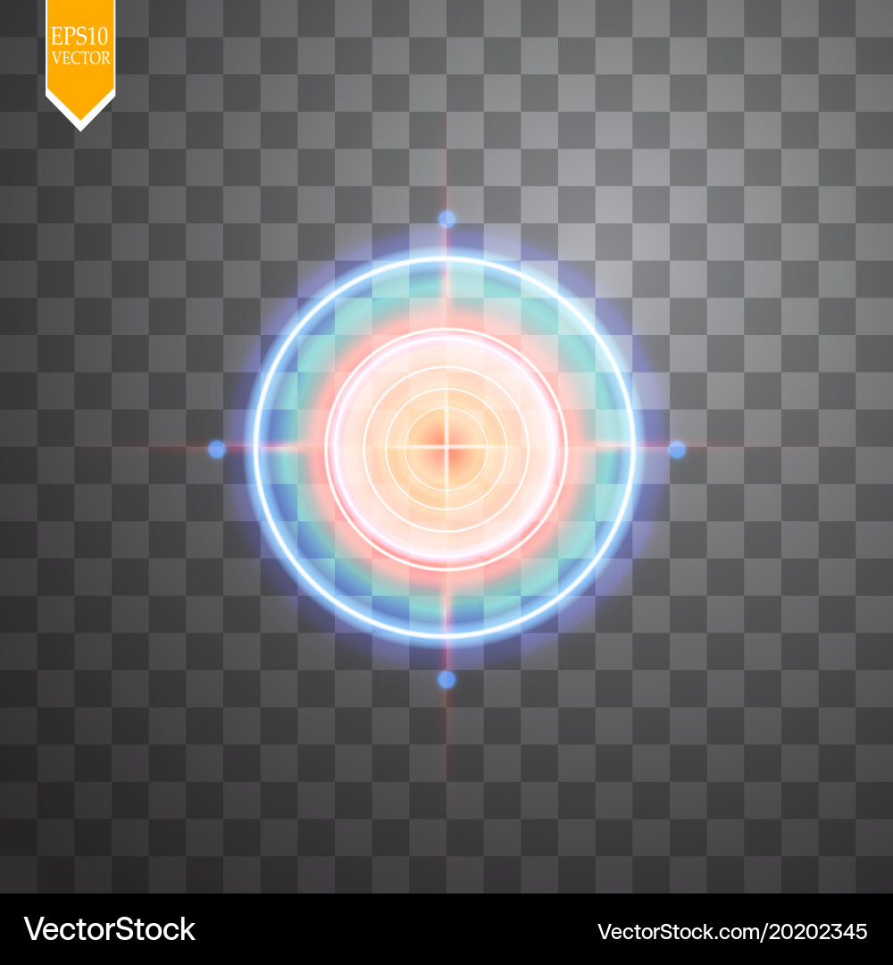 Neon target isolated game interface element vector image