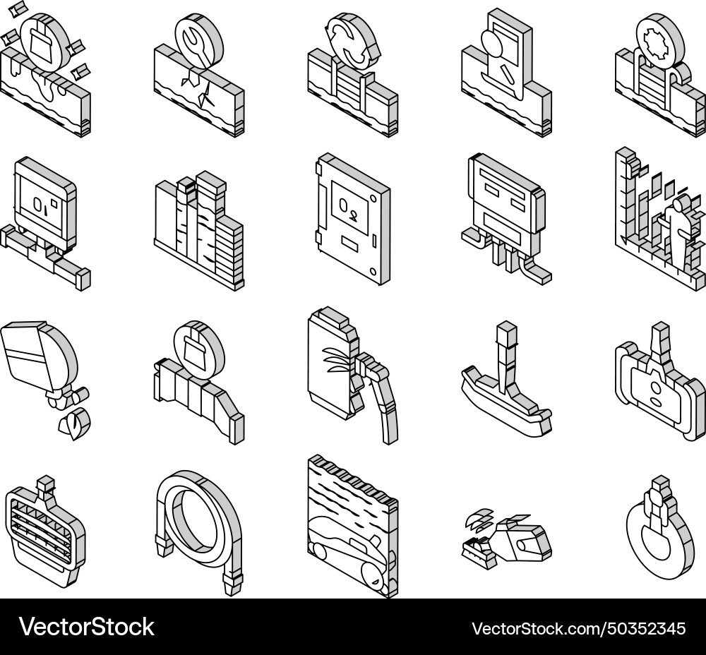 Pool Reinigungsservice Sammlung isometrische Icons Pool Reinigungsservice Sammlung isometrische Icons vektorbild