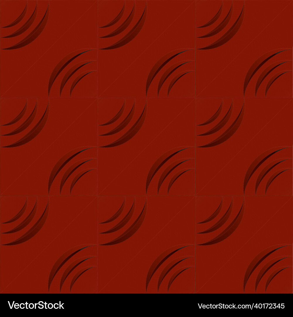 Seamless red tile with convex curved lines 3d Seamless red tile with convex curved lines 3d Vector Image