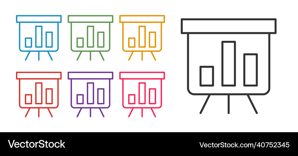 Set line board with graph chart icon isolated Set line board with graph chart icon isolated vector image