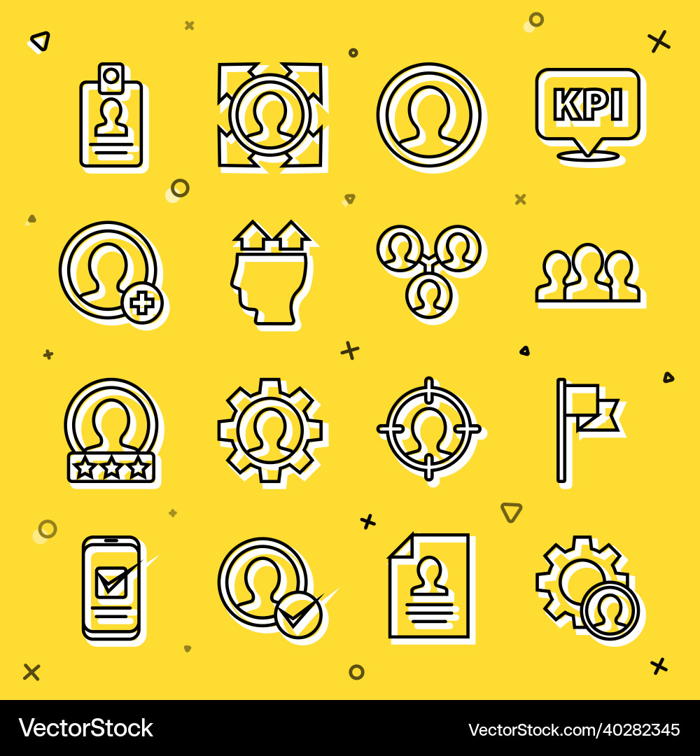 Set line head hunting location marker users Set line head hunting location marker users vector image