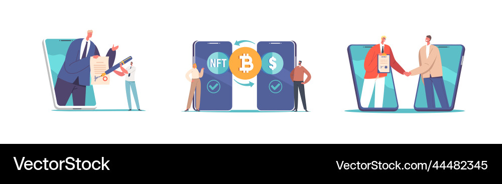 Set smart contract execution blockchain users Set smart contract execution blockchain users vector image