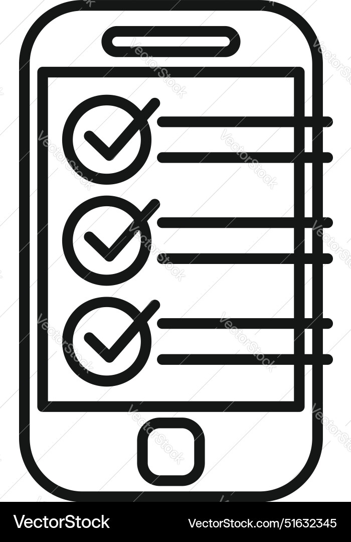 Smartphone showing checklist with checked boxes Smartphone showing checklist with checked boxes vector image