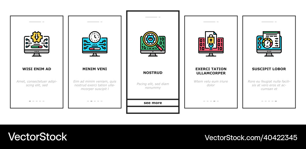Software program development onboarding icons set Software program development onboarding icons set Vector Image