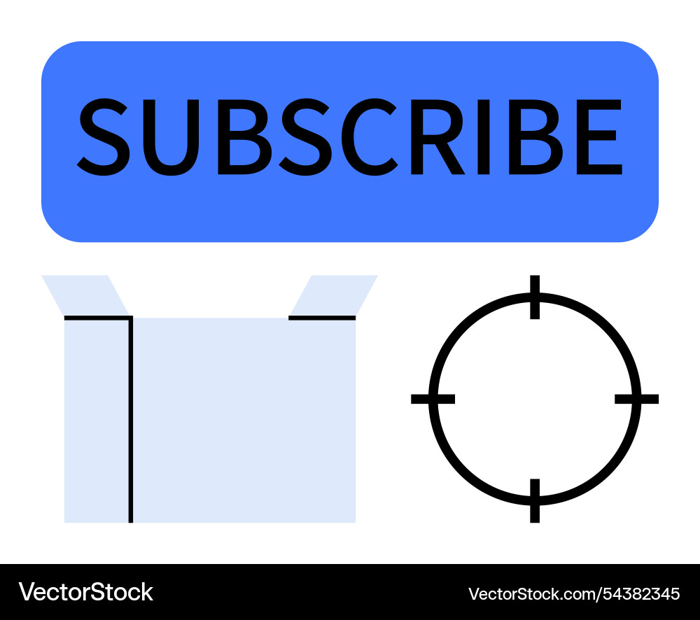Subscribe button open box and target symbol Subscribe button open box and target symbol vector image