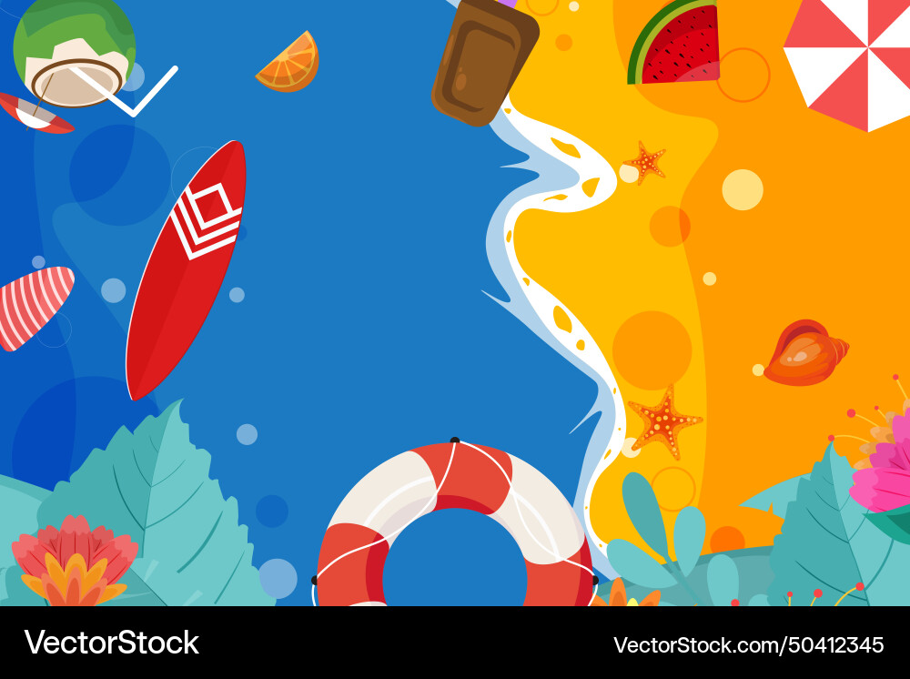 Summer beach top view elements background Vector Image