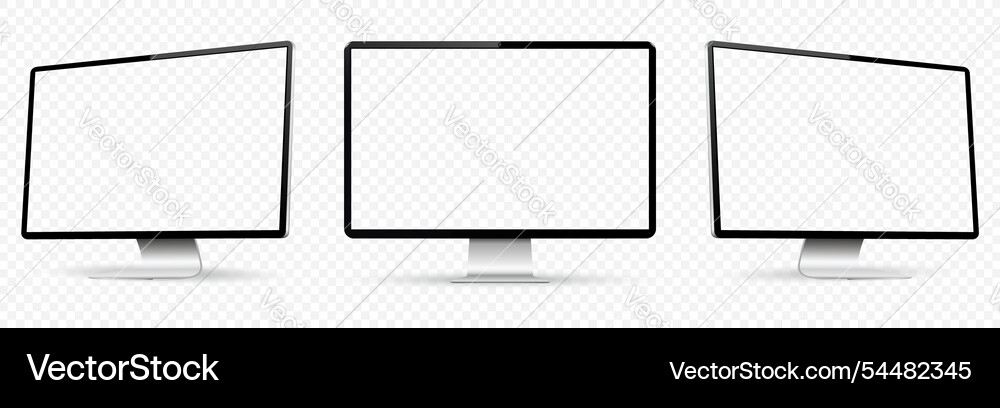 Three Computer Monitors - Transparent Display vector image