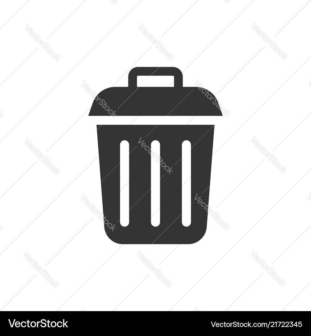 Trash bin garbage icon in flat style bucket Trash bin garbage icon in flat style bucket vector image