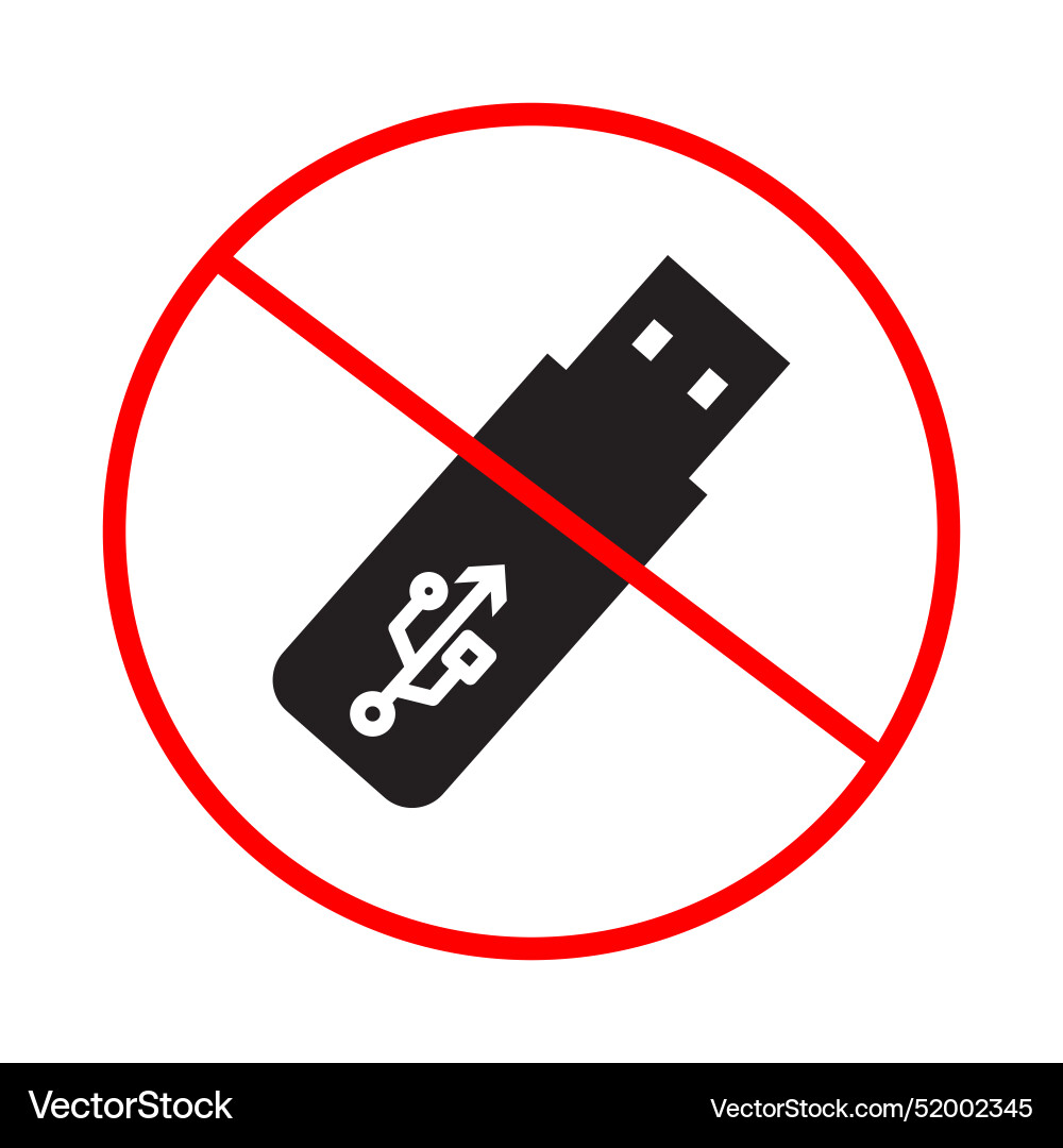 Usb device restriction sign enhance security Usb device restriction sign enhance security vector image