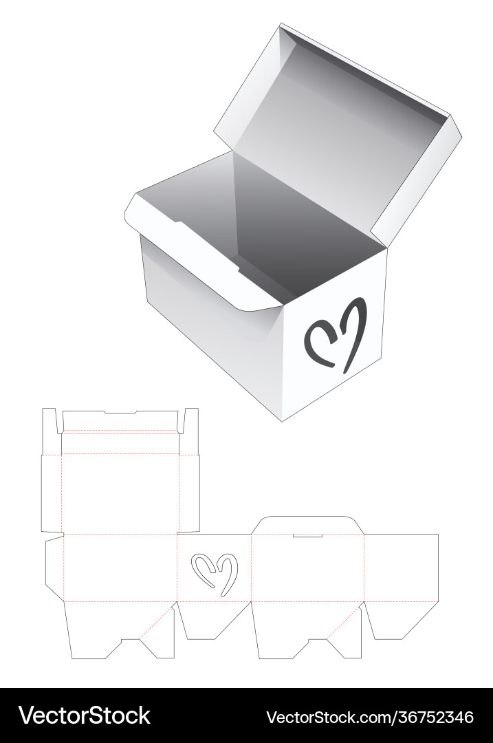 Auto lock rectangular box with heart shaped Auto lock rectangular box with heart shaped vector image