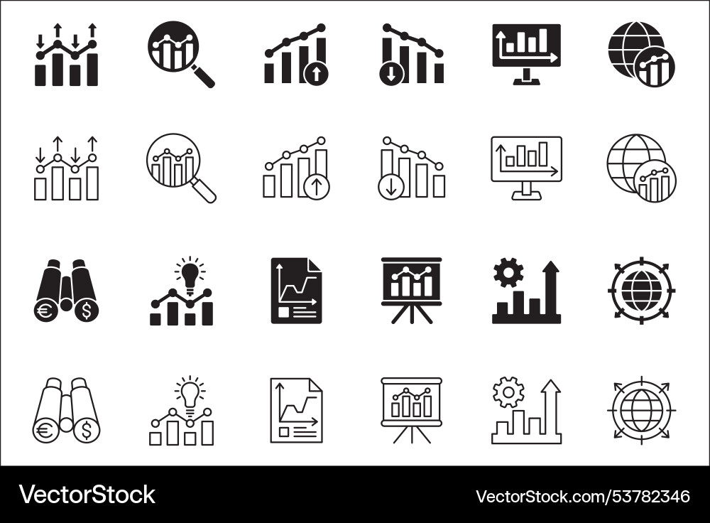 Business data statistic related icon set contains Vector Image