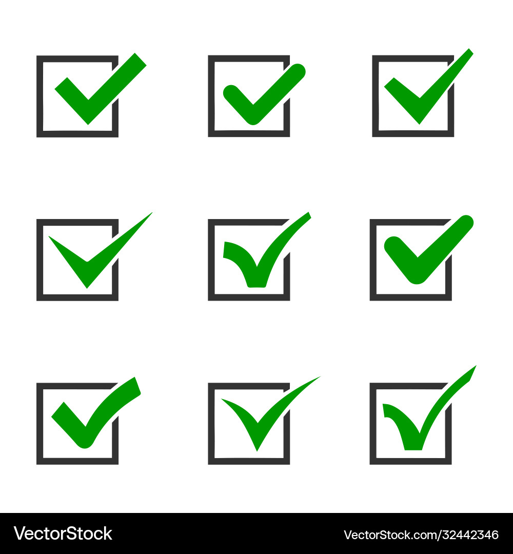 Checkmark or tick mark collection set acceptance Checkmark or tick mark collection set acceptance vector image