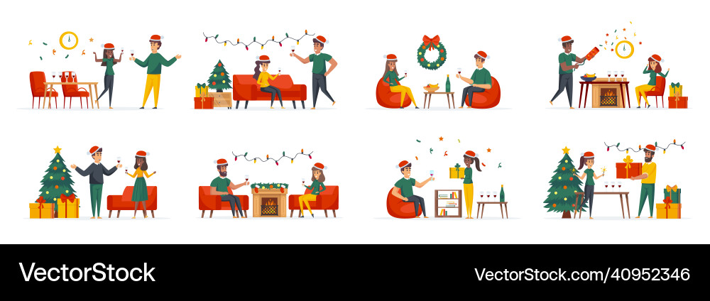 Clock chiming midnight on new years eve bundle Clock chiming midnight on new years eve bundle vector image