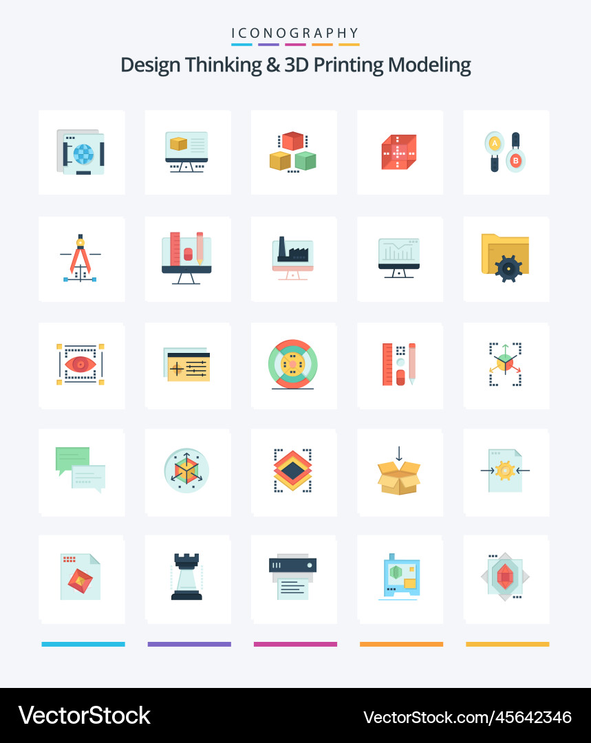 Creative design thinking and d printing modeling vector image