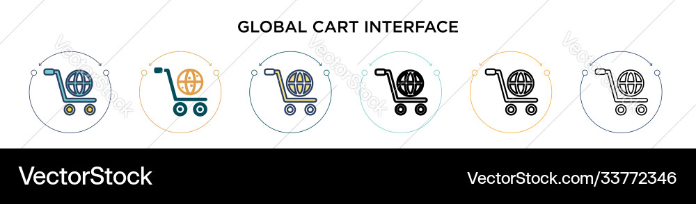 Global cart interface icon in filled thin line Vector Image
