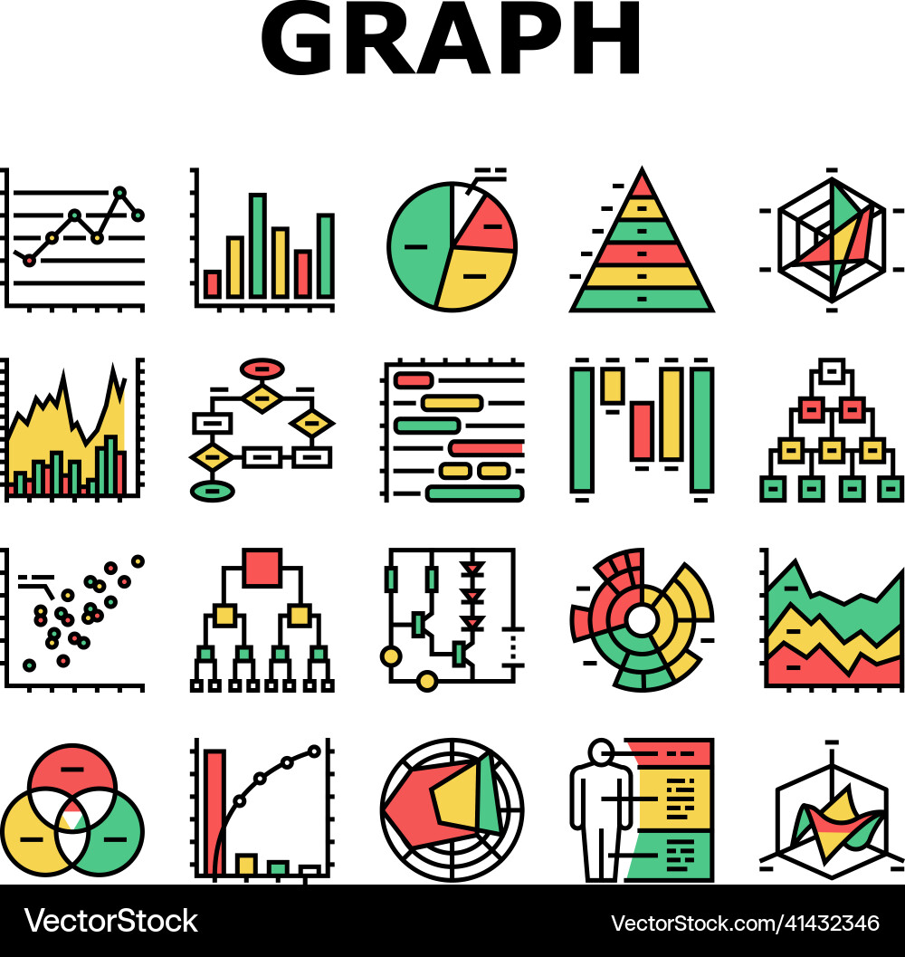 Graph for analyzing and research icons set Graph for analyzing and research icons set vector image
