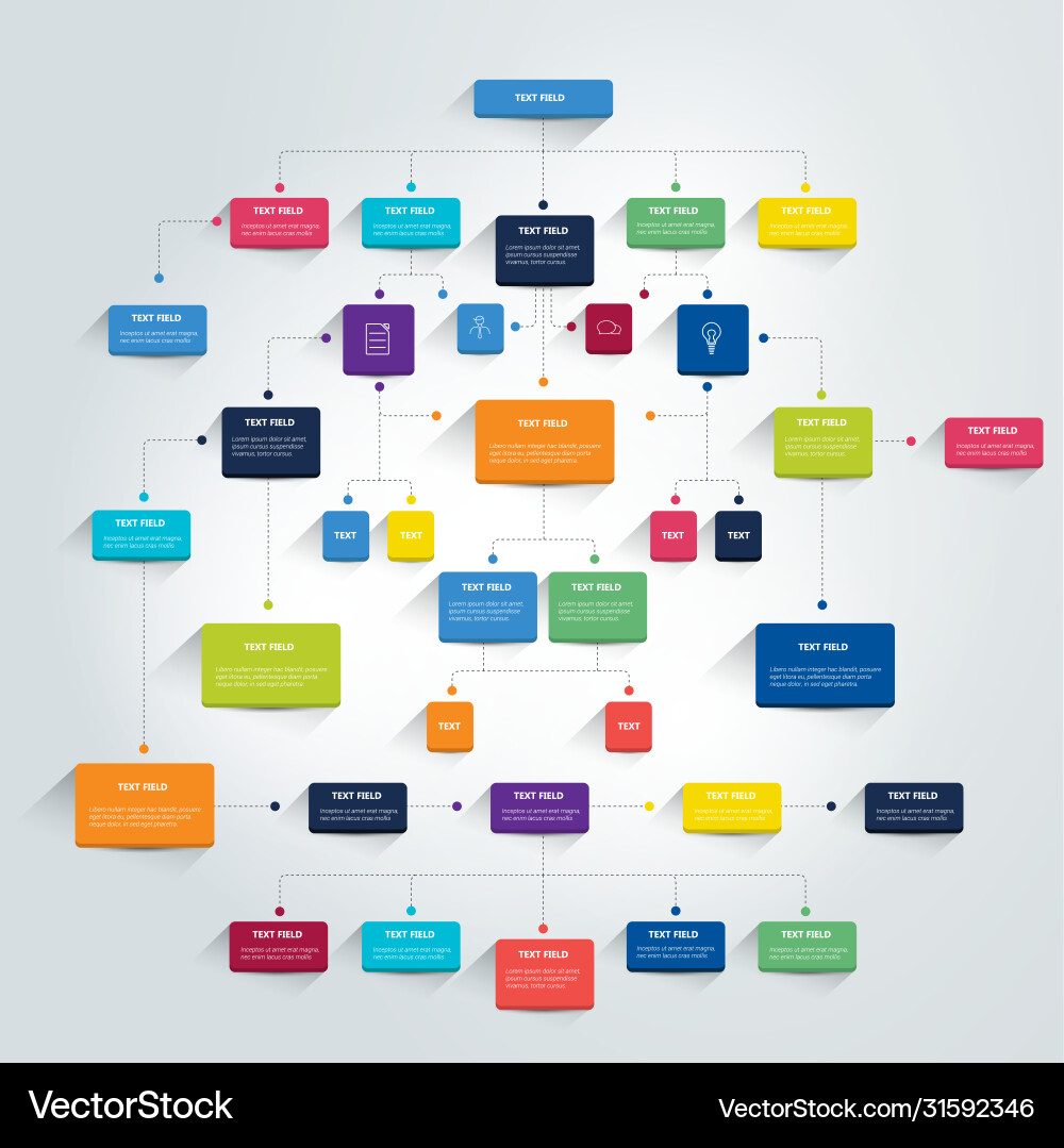 Infographics flowchart colored shadows scheme Infographics flowchart colored shadows scheme vector image