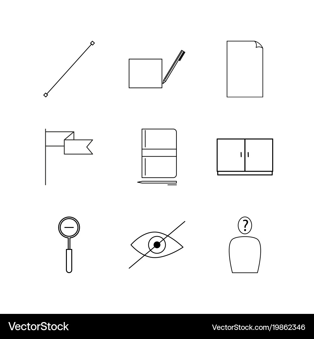 Office linear icon set simple outline icons Vector Image