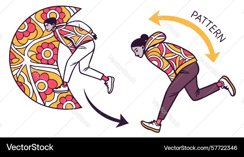 Person interacting with circular pattern vector image
