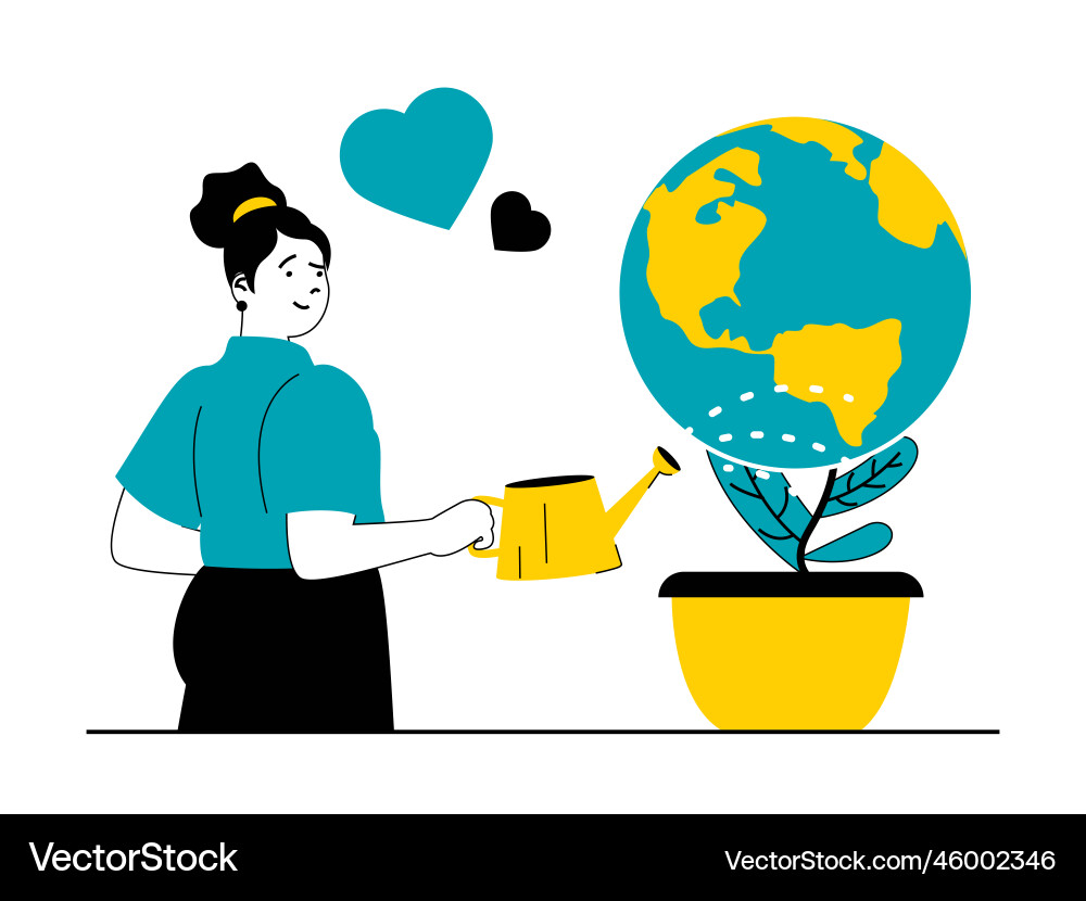 Save earth concept with character situation Save earth concept with character situation vector image