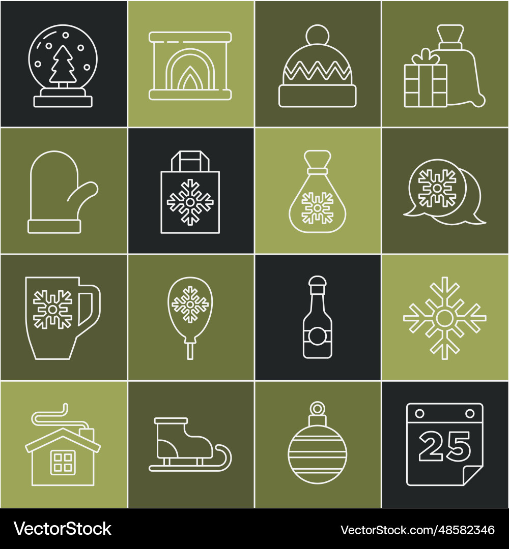 Set line calendar snowflake speech bubble Set line calendar snowflake speech bubble vector image
