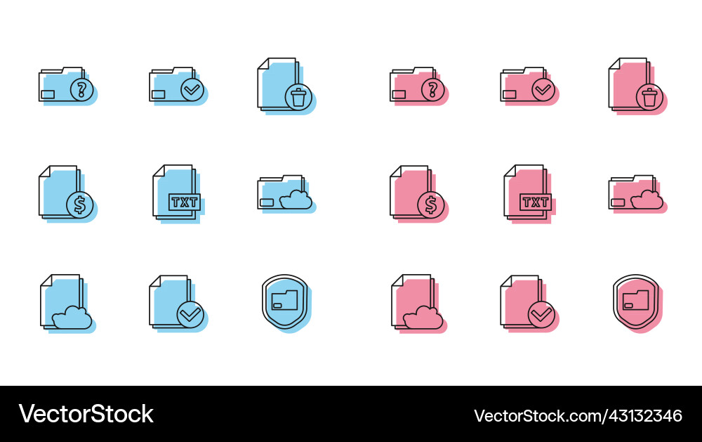Set line cloud storage text document Set line cloud storage text document Vector Image