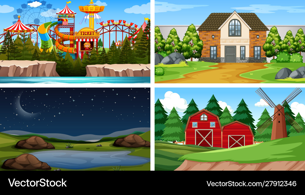 Set scenes in nature setting Vector Image