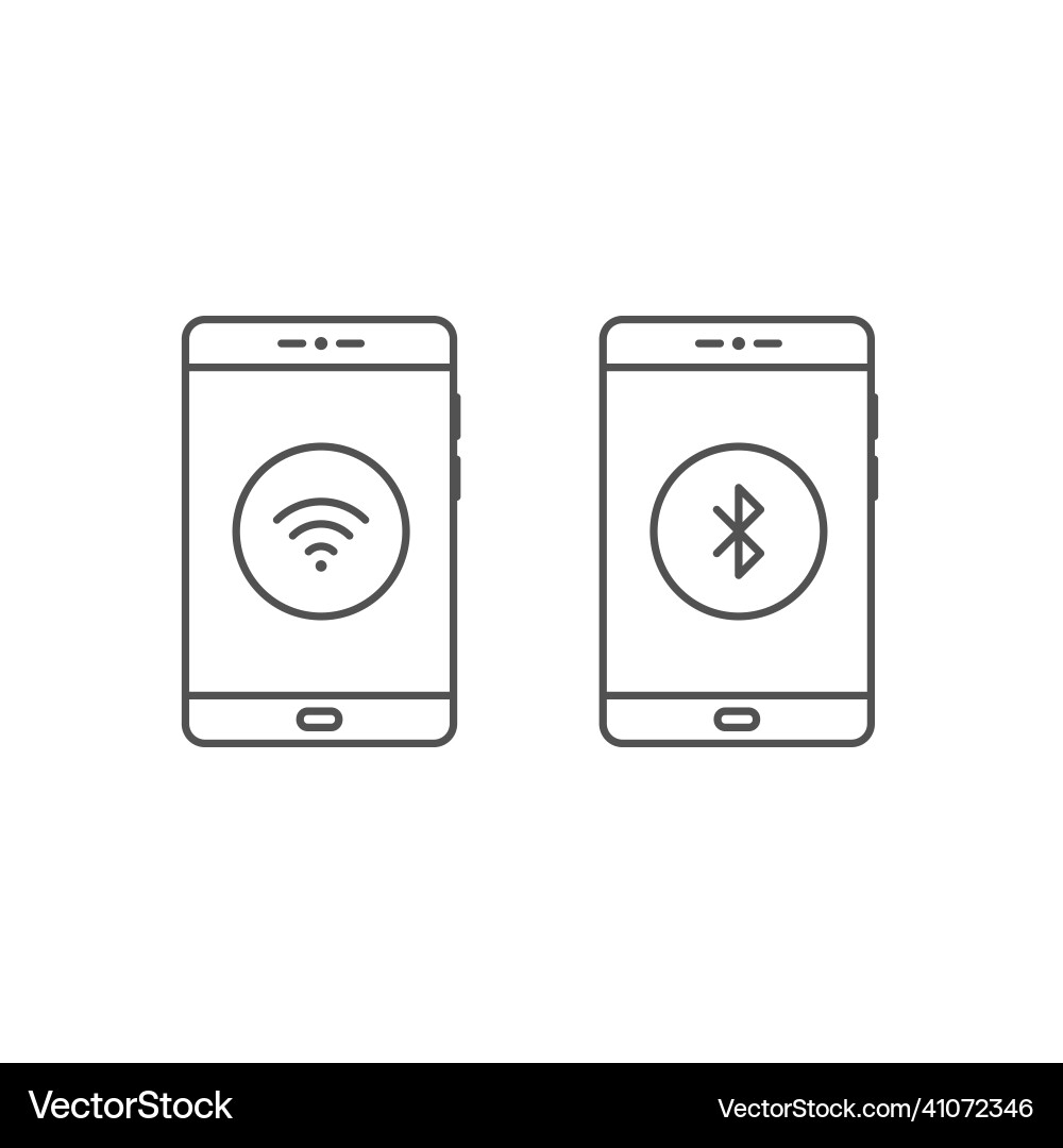 Smartphone with bluetooth and wifi line icon Vector Image