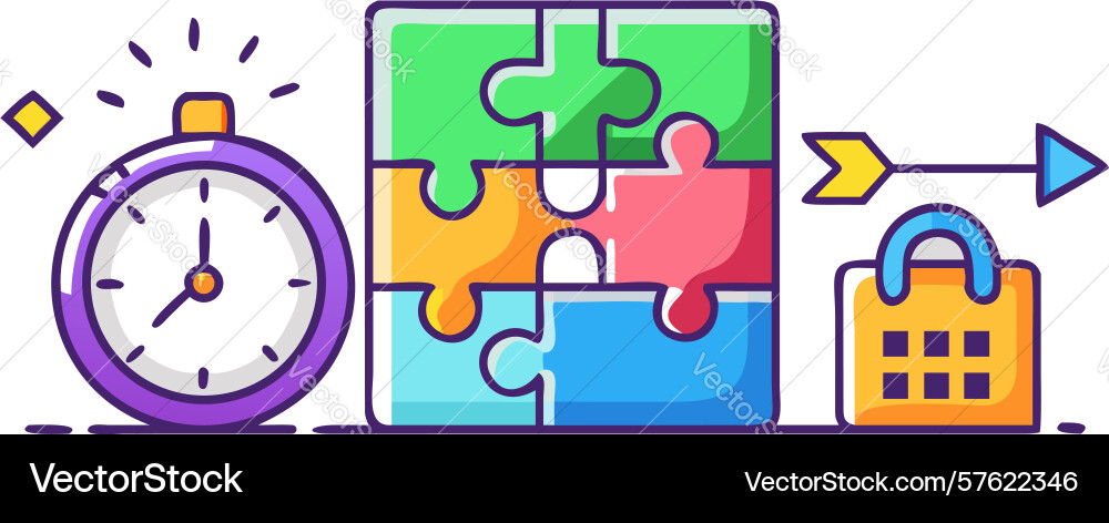 Strategic problem solving progressing to solution vector image